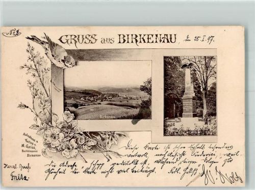 Birkenau 1897 Singvogel Kriegerdenkmal