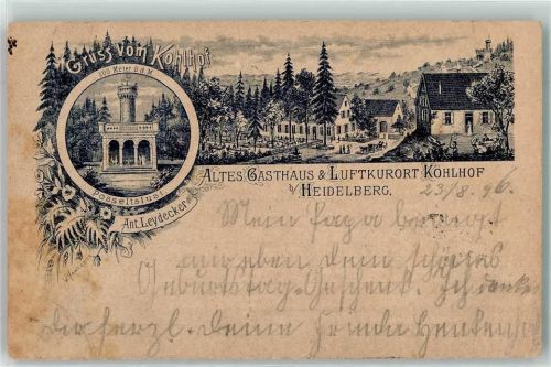 Kohlhof 1896 Altes Gasthaus Posseltslust Kutsche sign. Hawerbier Künstlerkarte