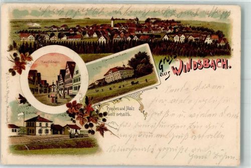 Windsbach 1899 Hauptstraße Bahnhof Pfarrwaisenhaus