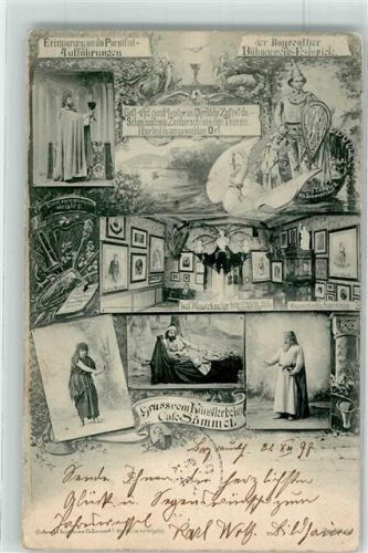 W8580 Bayreuth Künstlerheim Cafe Sammet Wagnerkneipe mit Ludwig II AK Wagner, R. 1898