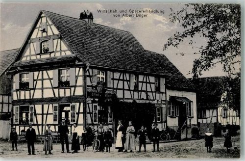 Saasenheim Gasthaus Spezereihandlung Albert Bilger Fachwerkhaus Fahrrad