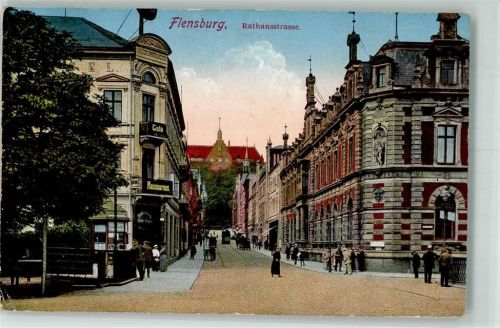 24937 W2390 Flensburg 1916 - Rathausstraße Cafe Kiosk Feldpost 5. Komp. E. Reser. 86 WK I