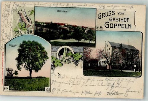 Goppeln 1906 Gasthaus Goppeln Geber-Grund Babismauer Pappel