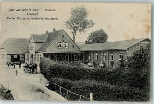 24251 W2301 Osdorf b Kiel 1916 Foto AK Gasthaus Dibbern Kutschen