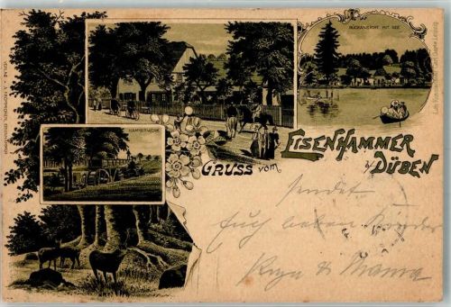 Bad Düben 1904 Hammerwerk Gasthaus Eisenhammer Hirsch Jagdtiere