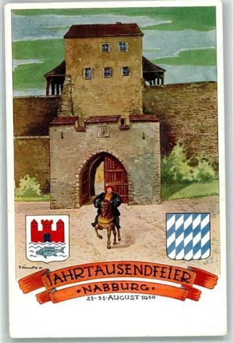 Nabburg Jahrtausendfeier 1930 Edelmann Burgtor Wappen signiert
