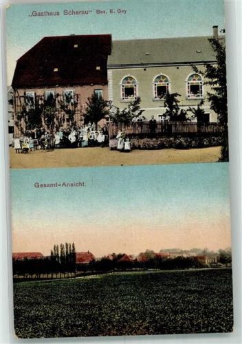 Lommatzsch 1911 Gasthaus Scherau Ort lt. Stempel