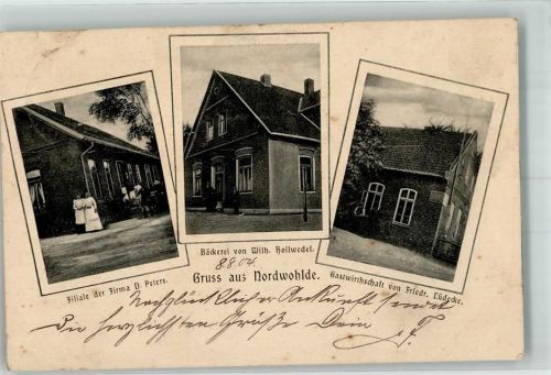 27211 W2830 Nordwohlde 1904 Gebrauchsspuren Firma Peters Filiale Bäckerei Hollwedel Gasthaus Lüdecke