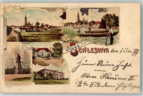 Schleswig 1902 Denkmal Fischerboote Fischer