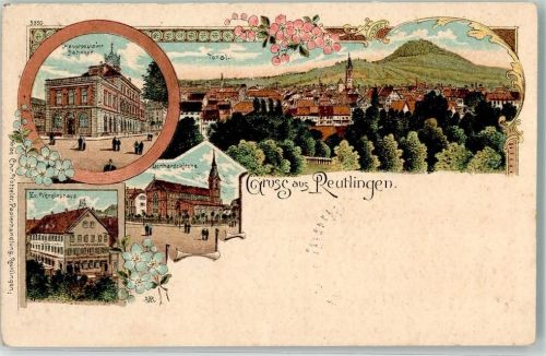 Reutlingen 1903 Hauptpostamt Leonhardskirche Ev. Vereinshaus