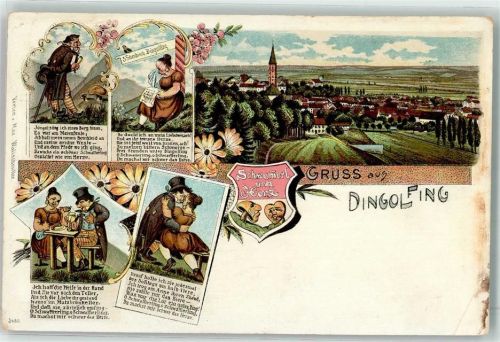 Dingolfing 1909 Schwammerl und Herz Gedicht in 4 Teilen