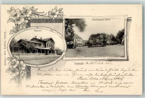 21259 W2111 Tostedt 1903 - Bahnhof Hotel Bostelmann Bahnpost Hamburg-Osnabrück Zg. 712