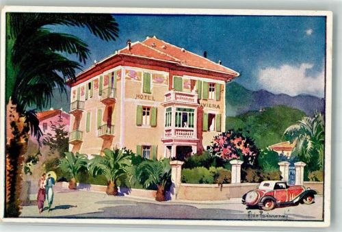 17021 Alassio Künstlerkarte Hotel Riviera L. Martinetto sign Aldo Raimsendi