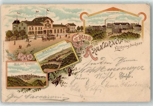 Lüttringhausen 1897 Gasthaus Kranerhof Tannenhof Lithographie