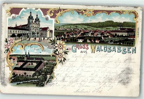 95652 W8595 Waldsassen 1899 Lithographie Kloster Klosterkirche