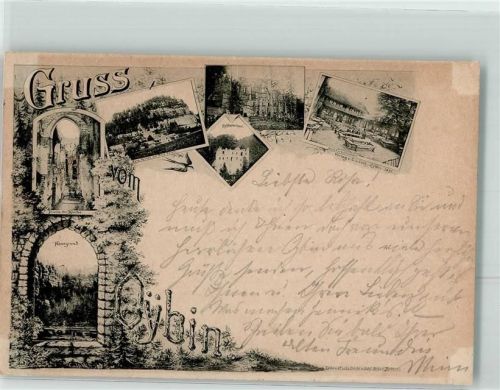 02797 O8806 Kurort Oybin 1891 Lithographie Vorläufer Kloster Oybin Kircheninneres