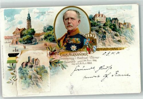 Weimar 1901 Großherzog von Sachsen-Weimar -Eisenach , Wappen Schloss Dornburg