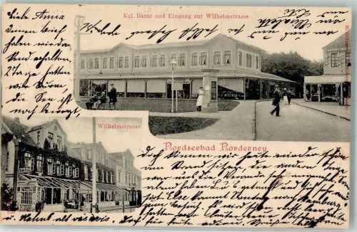Norderney 1902 Wilhelmstraße Kgl. Bazar Litfaßsäule