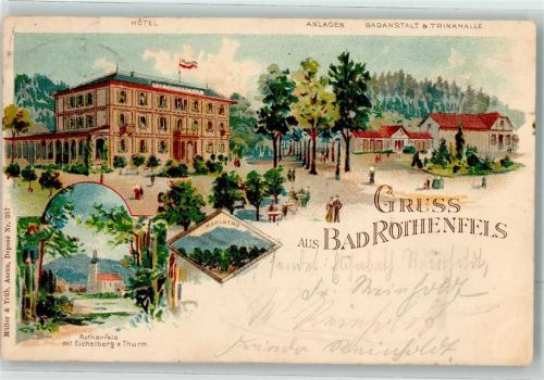 Bad Rotenfels 1902 Hotel Bad Rothenfels Badeanstalt Trinkhalle Bahnpost Rastatt-