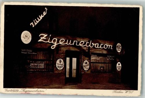 Charlottenburg 1943 Gasthaus Zigeunerbaron Nacht Reklame Feldpost WK II