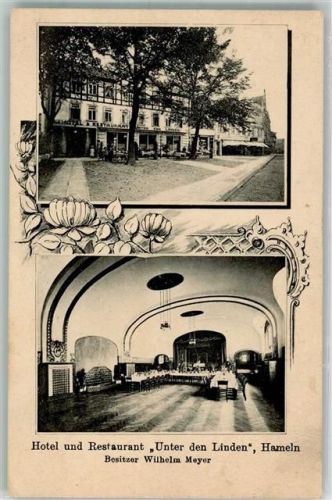 Hameln 1914 Hotel-Gasthaus "Unter den Linden" Festsaal