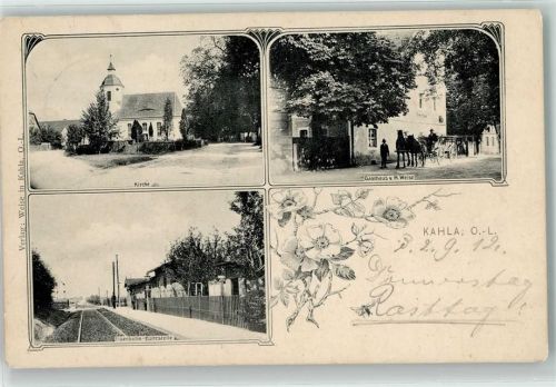 Kahla Kirche Gasthaus v. H. Weise Eisenbahn-Haltestelle