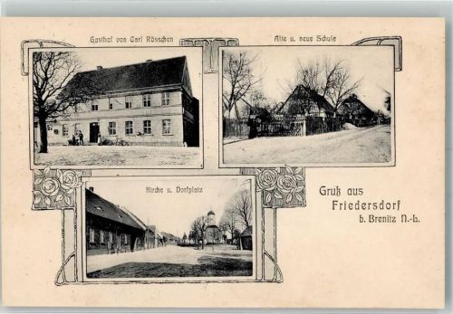 Friedersdorf Alte und neue Schule Gasthaus Rösschen Dorfplatz