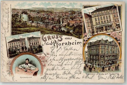 Pforzheim 1899 Kunstgewerbschule Goldschmied Geschäft Kaufhaus S. Wronker