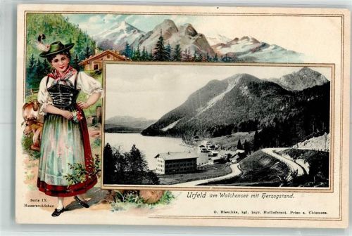 Urfeld 1906 Brauernmädchen Tracht Almhütte Walchensee Herzogstand Serie IX