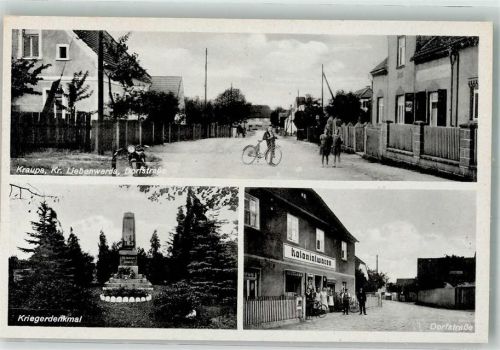 Kraupa Dorfstraße Fahrrad Motorrad Kriegerdenkmal Kolonialwaren