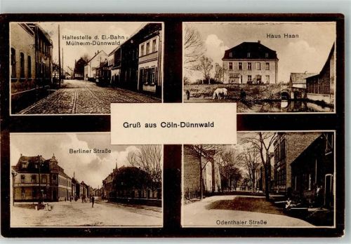 Köln Dünnwald 907 1916 Straßenbahnhaltestelle Haus Haan Pferd Berliner Straße Odenthalerstraße