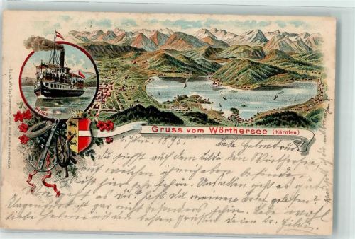 Velden 1896 Wörthersee Dampfer Helios Wappen