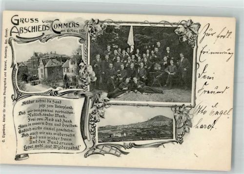 Homberg 1906 Abschieds-Commers Gruppenaufnahme Reim Studentika