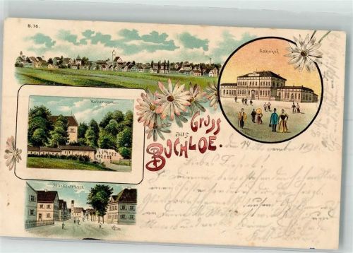 86807 W8938 Buchloe 1898 Lithographie Gasthaus Kellergarten Marktstraße Bahnhof