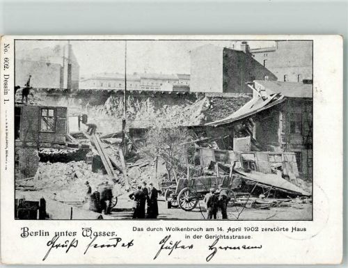Gesundbrunnen 1902 Unwetterkatastrophe Zerstörtes Haus Gerichtsstraße Berlin unter Wasser