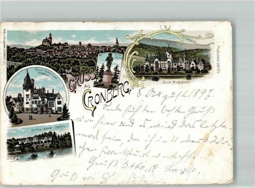 Kronberg 1897 Bahnpost Frankfurt Cronberg Zug 968A 8.8.97 Schloss Friedrichshof Victoria Pensionat Ritter Hartmuth