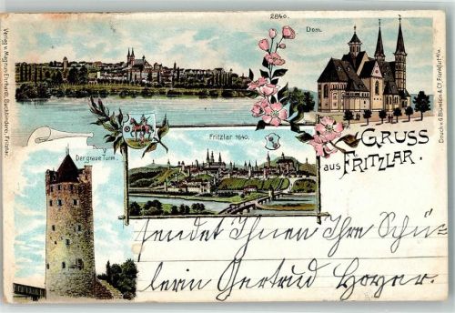 Fritzlar 1901 Grauer Turm Fritzlarer Dom Stadtwappen