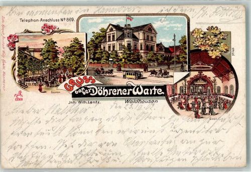 Waldhausen 1902 Etablissement Döhrener Warte Saal Garten Lithographie