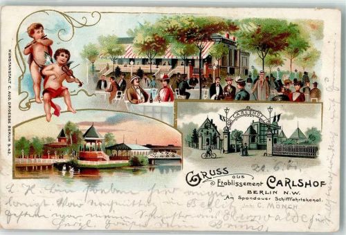 Spandau 1901 Etablissement Carlshof Gartenwirtschaft Eingang Engel