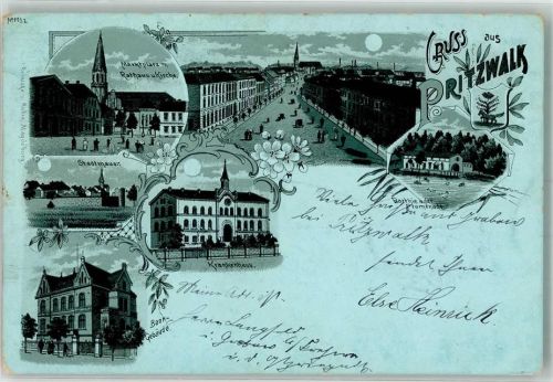 Pritzwalk 1899 Marktplatz Rathaus Bankgebäude Krankenhaus