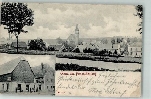 Pretzschendorf 1905 Dorfstraße Stadtkirche Bahnpost Klingensberg Zg. 2935