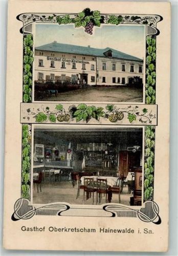 02779 O8803 Hainewalde Foto AK Gasthaus Oberkretscham Gaststube