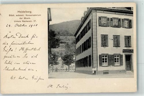 69115 W6900 Heidelberg , Neckar 1910 - Städt. subvent. Konservatorium der Musik Untere Neckarstraße 17