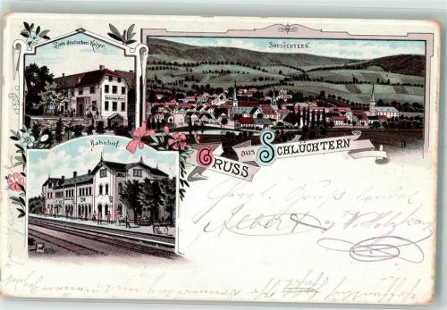 Schlüchtern 1899 Bahnpost Gasthaus Zum deutschen Kaiser