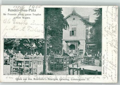 Wien 1905 Gasthaus Jos. Rohrhofer`s Heuriger Ginzing Cobenzlgasse