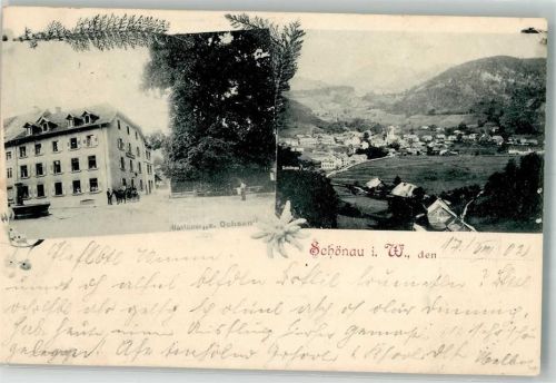 Schönau 1902 Dorfbrunnen Gasthaus zum Ochsen