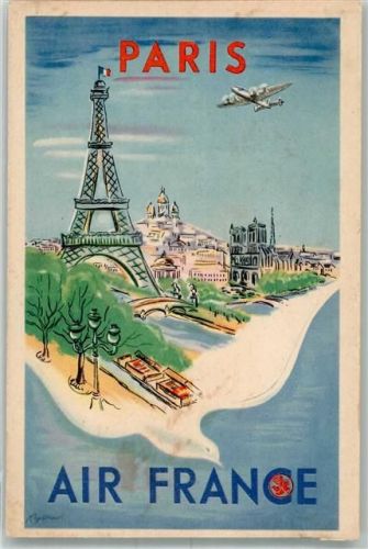 Paris Fluglinie Air France Künstlerkarte