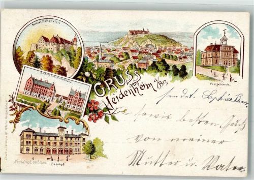 Heidenheim 1909 Bezirkskrankenhaus Bahnhof Post Schloß Helenstein