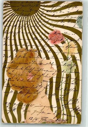 Frauenschönheit Sonnen Blüten Litho AK