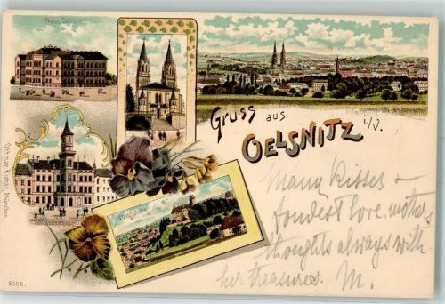 Oelsnitz 1898 Voigtsberg Neue Schule Rathaus